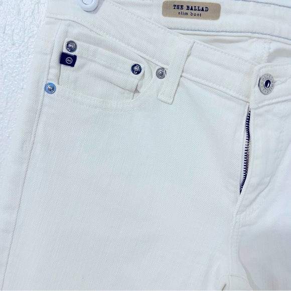 AG Adriano Goldschmied Ballad Slim Boot White Jeans Size 27R Made USA Casual EUC - Picture 3 of 13